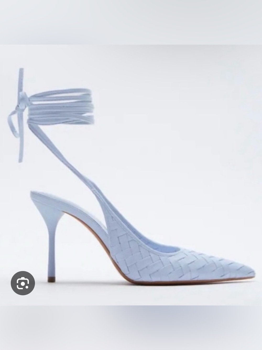 Zara Sky-Blue Woven Lace-Up Pointed Heels. Size 37 / US 6.5. Never worn.